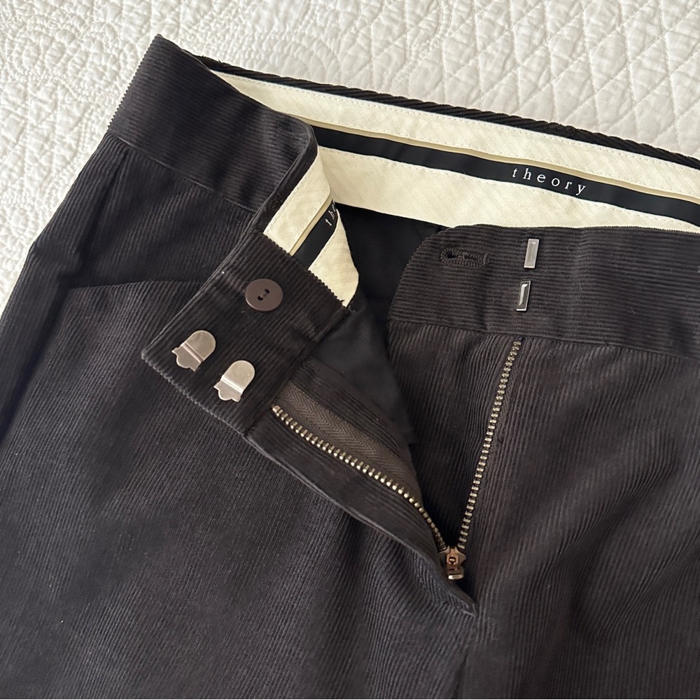 Theory Max C Corduroy Flare Dress Pants Trousers Dark Brown Women’s Sz 6 - Picture 7 of 13